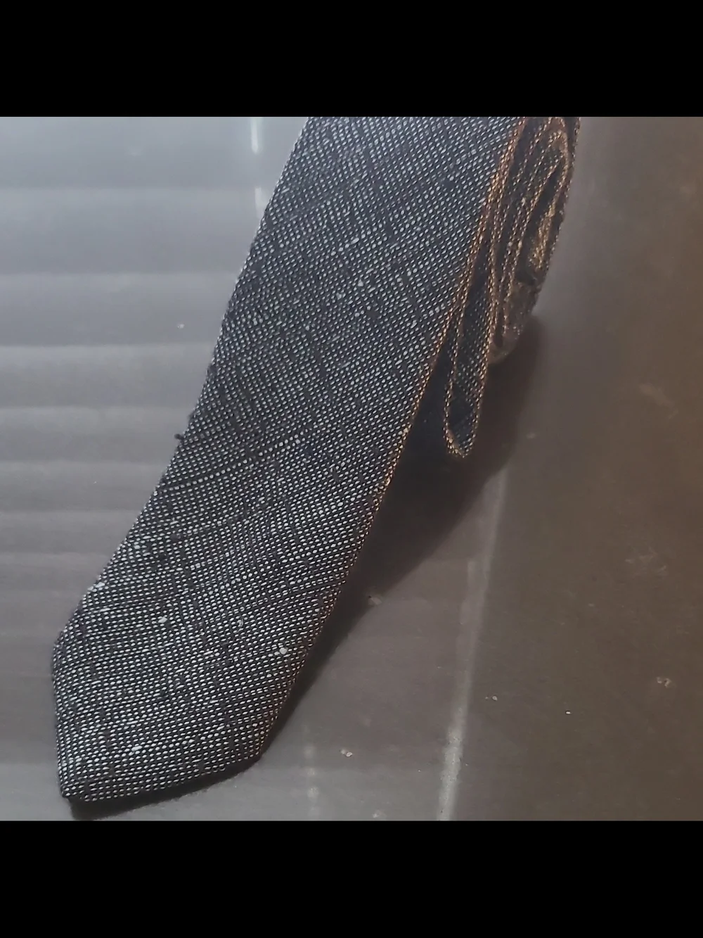 BBB N.Y.C. Men's Black & Gray Geometric Pattern Woven Necktie Skinny Tie